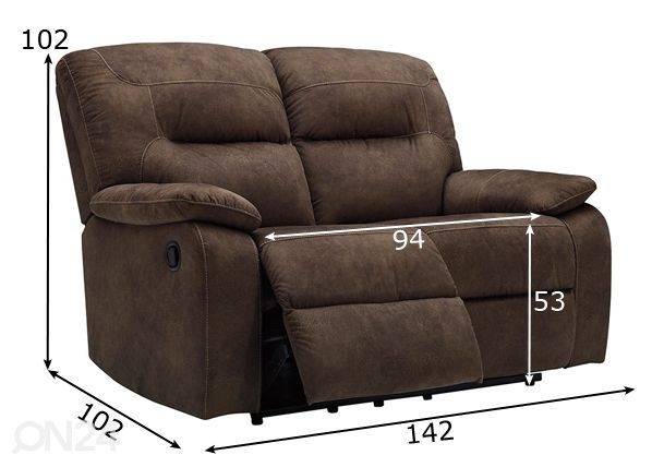2-istuttava mekanismisohva recliner mitat