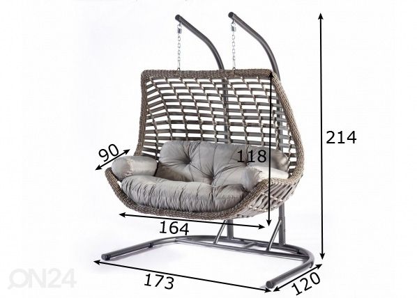 2-istuttava riipputuoli mitat