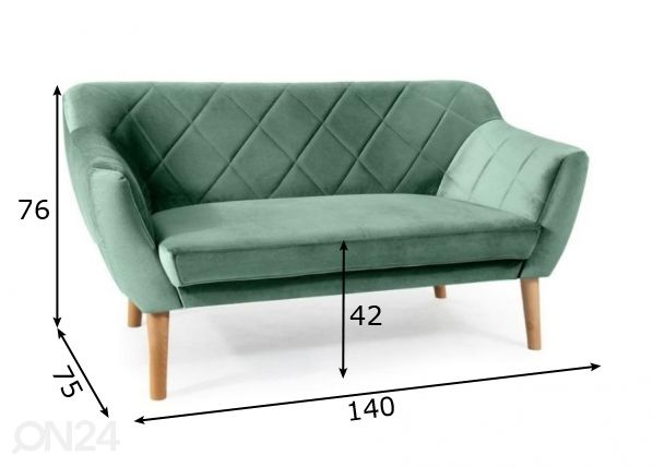 2-istuttava sohva mitat
