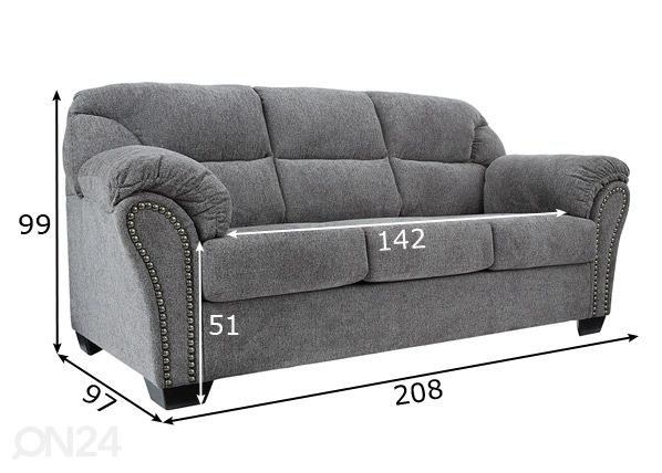 3-istuttava sohva mitat