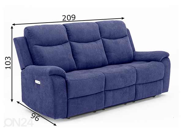 3-istuttava sohva Milo Recliner mitat