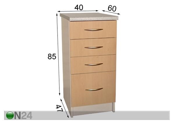 Alakaappi+ 4 laatikkoa 40 cm mitat