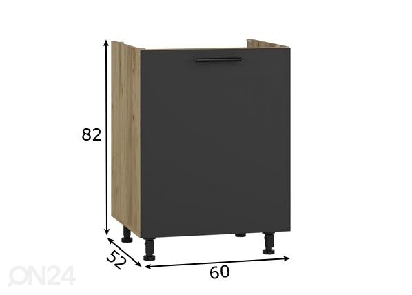 Allaskaappi 60 cm mitat