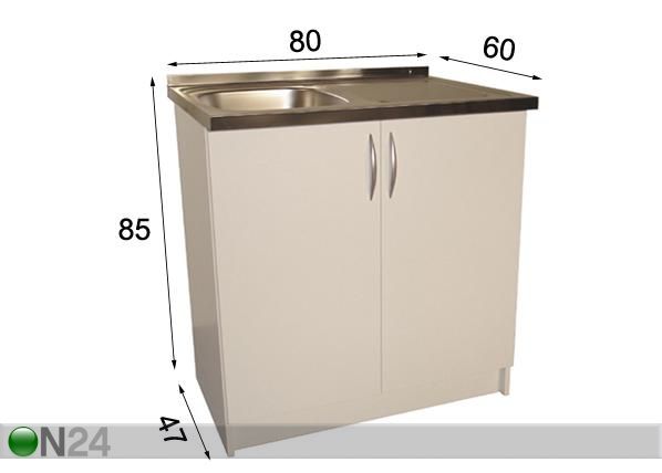 Allaskaappi 80 cm mitat
