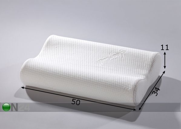 Anatoominen tyyny MEMORY MEDIUM 34x50x11 cm mitat