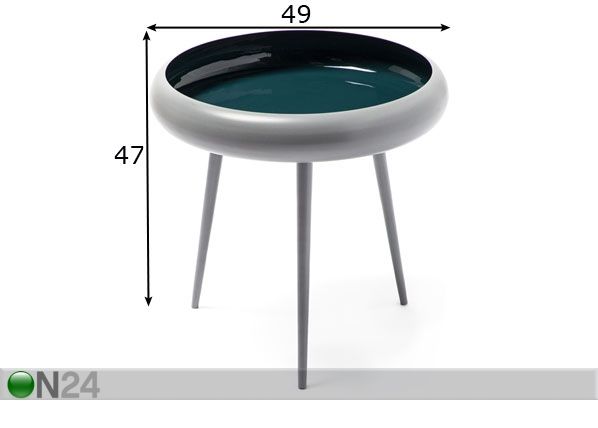 Apupöytä Ø 49 cm mitat