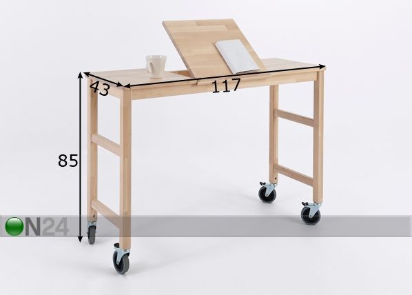 Apupöytä SENIORI, koivu mitat