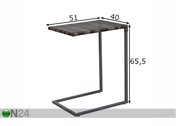Apupöytä WICKER mitat