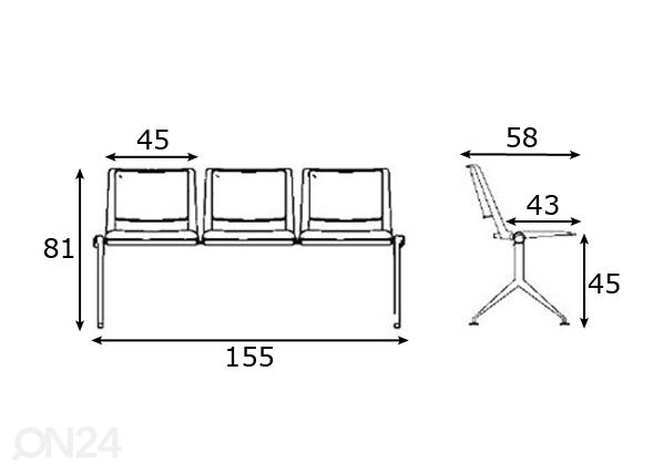 Asiakaspenkki Benches Rave, alumiini mitat
