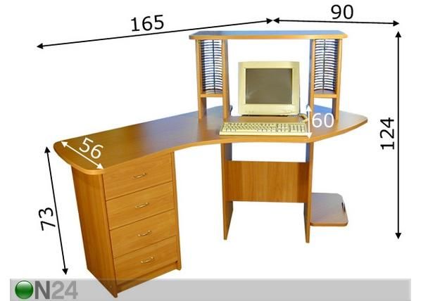 ATK-kulmapöytä BIANCA mitat
