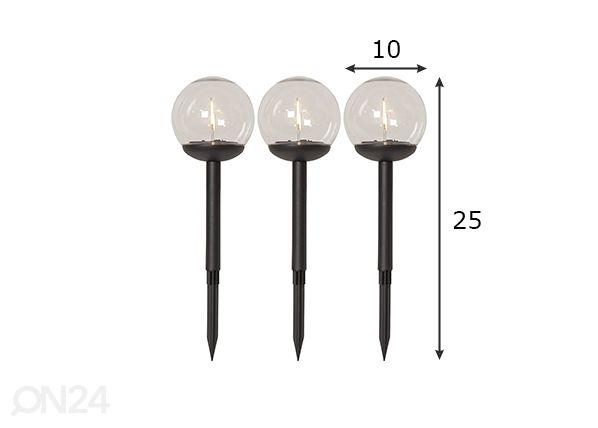 Aurinkokennovalaisimet Globe 3 kpl mitat
