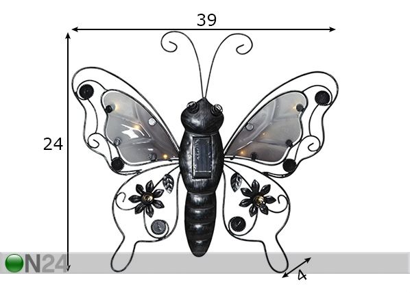 Aurinkokennovalaisin Butterfly mitat