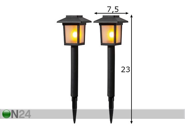 Aurinkokennovalaisin Flame (2 kpl) mitat