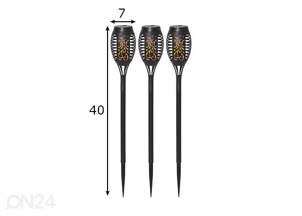 Aurinkokennovalaisin Flame, 3 kpl mitat