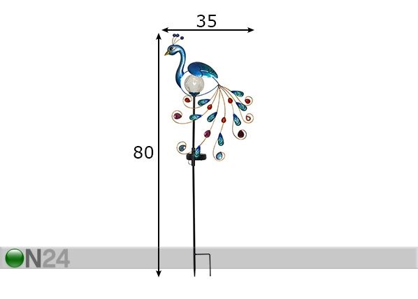 Aurinkokennovalaisin Peacock mitat