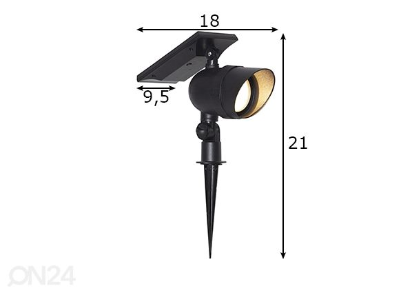 Aurinkokennovalaisin Powerspot mitat