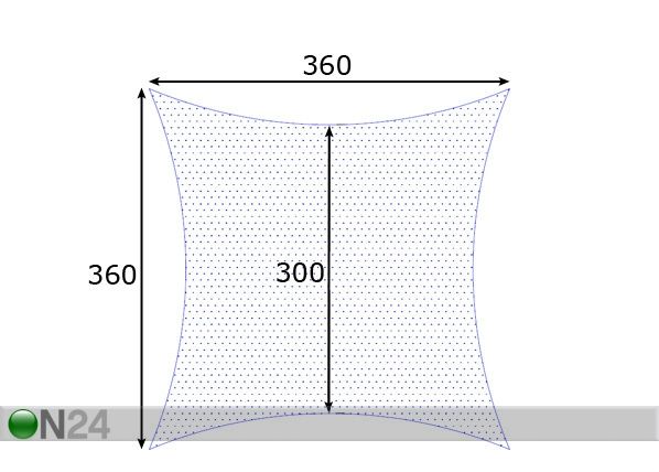 Aurinkovarjo PURJE 360x360 cm mitat