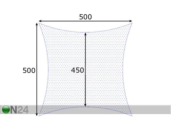 Aurinkovarjo PURJE 500x500 cm mitat