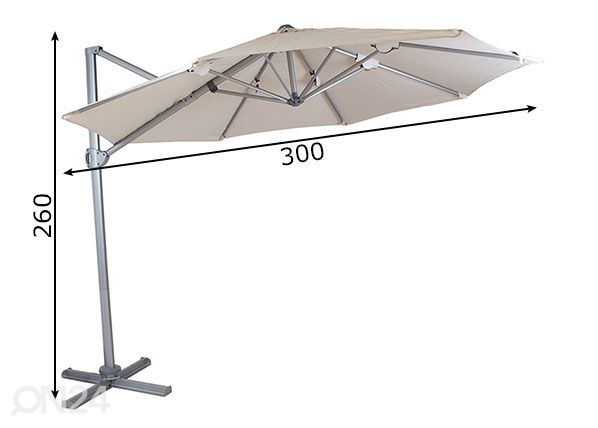 Aurinkovarjo Roma Ø 3 m mitat