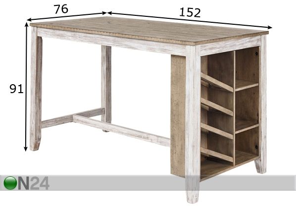 Baaripöytä 152x76 cm mitat