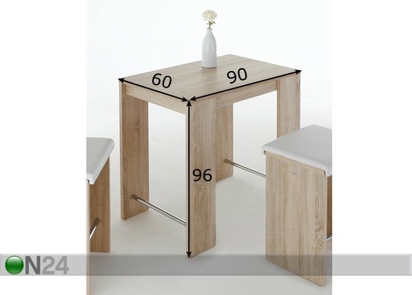 Baaripöytä DANA II 60x90 cm mitat