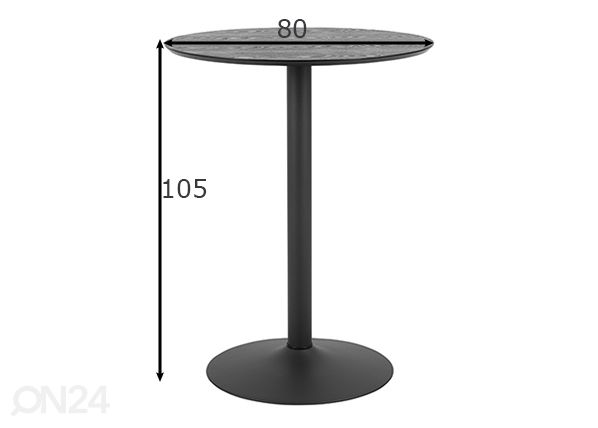 Baaripöytä Ibiza Ø80 mitat