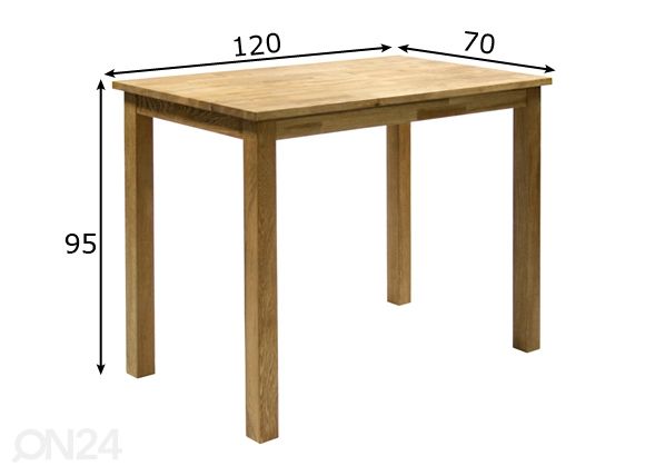 Baaripöytä tammaesta LAURA mitat