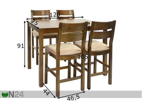 Baariryhmä ENVY, 4 tuolia mitat