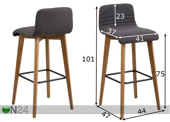 Baarituolit Ara, 2 kpl mitat