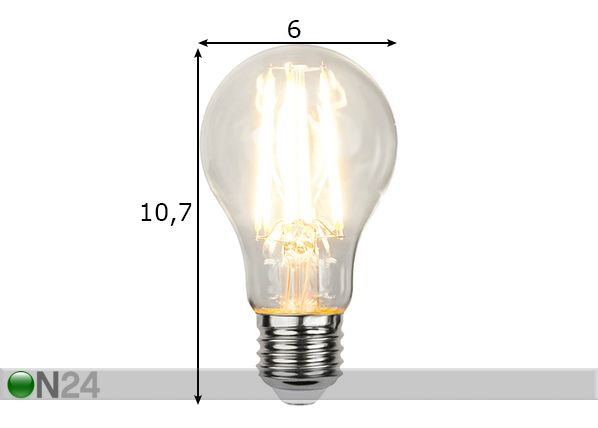 Dekoratiivi LED lamppu E27 7,5 W mitat