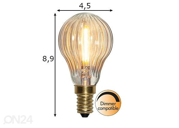 Dekoratiivinen LED lamppu E14 0,8 W mitat