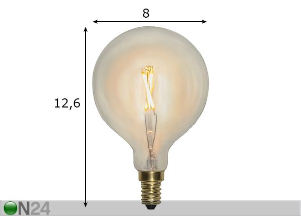 Dekoratiivinen LED lamppu E14 1 W mitat