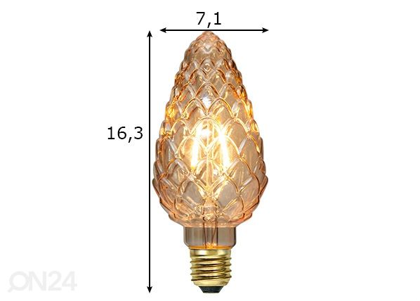 Dekoratiivinen LED lamppu E27 2,3 W mitat