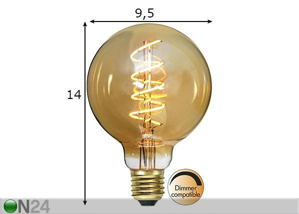 Dekoratiivinen LED lamppu E27 3 W mitat