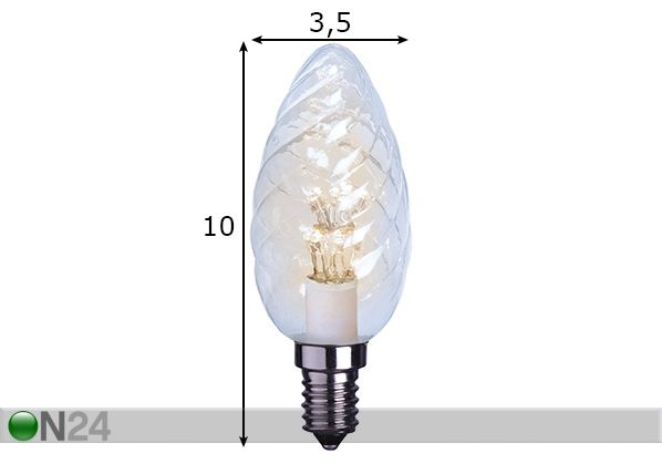Dekoratiivinen LED sähkölamppu E14 0,9 W mitat