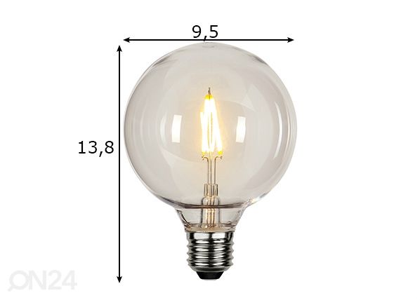 Dekoratiivinen LED sähkölamppu E27 0,6 W mitat