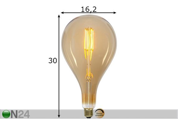Dekoratiivinen LED sähkölamppu E27 4,5 W mitat