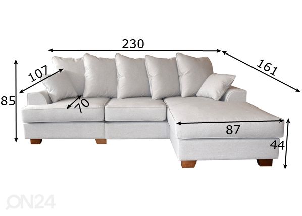 Divaanisohva 230 cm mitat
