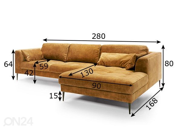 Divaanisohva Luzi mitat