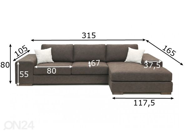 Divaanisohva XL mitat