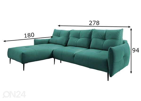 Divaanivuodesohva mitat