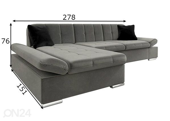 Divaanivuodesohva mitat