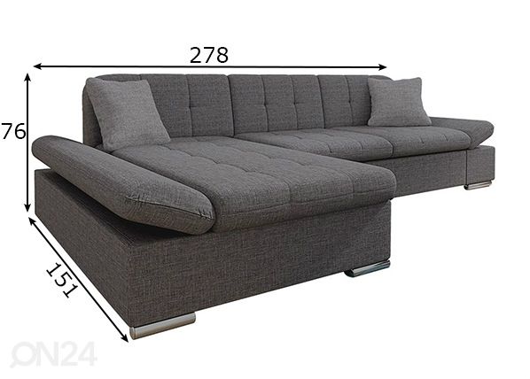 Divaanivuodesohva mitat