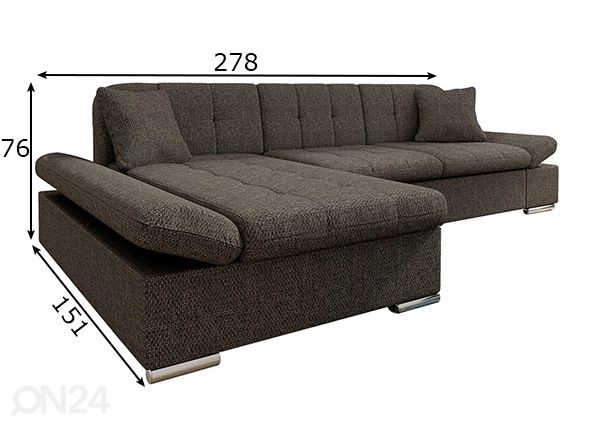 Divaanivuodesohva mitat