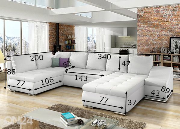 Divaanivuodesohva vuodevaatelaatikolla Giovanni mitat