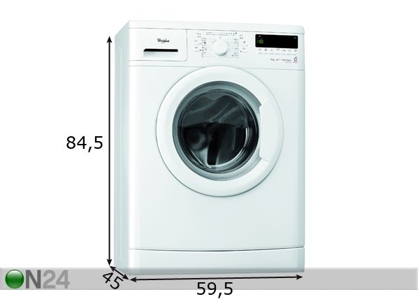 Edestä täytettävä WHIRLPOOL AWS71000 mitat