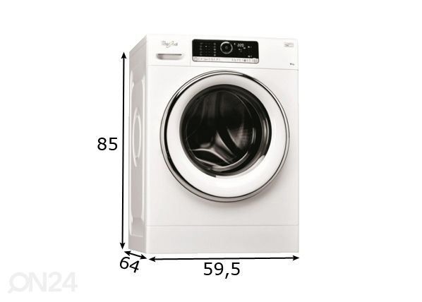 Edestä täytettävä WHIRLPOOL FSCR90423 mitat