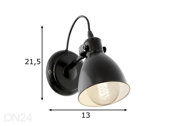 Eglo seinävalaisin Priddy mitat