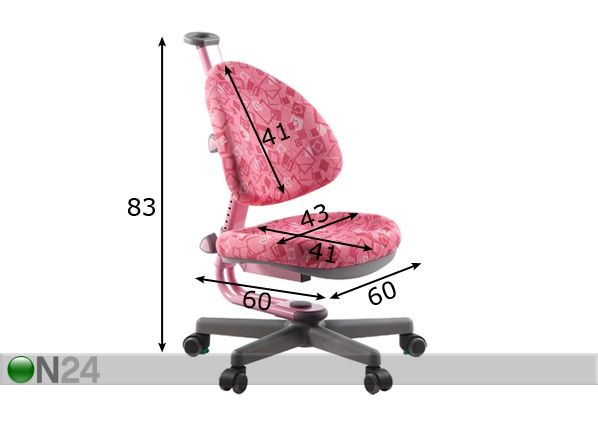 Ergonominen lasten työtuoli mitat