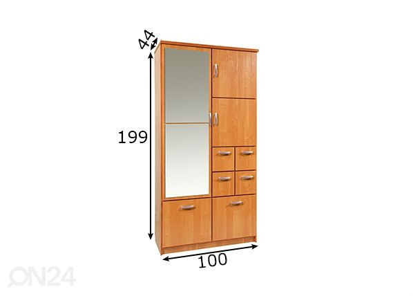 Eteiskaappi 100 cm mitat